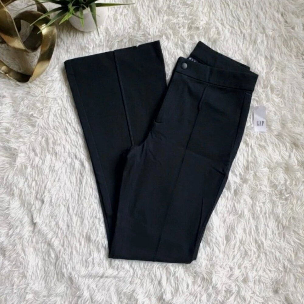 GAP High Rise Flare Pintuck Pleated Pants Black Stretch 6 PETITE NWT RT$80 - Picture 11 of 13